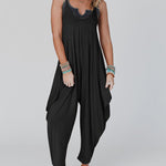 Nadorine Women's Casual Loose Summer Rompers Sleeveless Loose Spaghetti Strap Baggy Overalls Harem Jumpsuits
