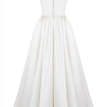 Wide Straps Corset Solid Color Gowns Maxi Dresses-White