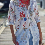 Sea Legends Shell Coral Long Button Shirt