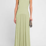 Margovil Strapless Tube Patchwork Pleated Maxi Dress
