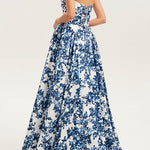 Margovil Strapless Back Lace-up Print Maxi Party Dress