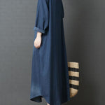 Loose Denim Shirt Maxi Dresses