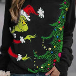 Fun Printed Sleeves Round Neck Pullover Long Sleeve Sweatshirt