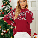 Geometric Crewneck Dropped Shoulder Sweater