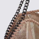 Metallic Pattern Chain Shoulder Tote Bag Funky Style