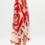 Half Sleeves Loose Flower Print Tied Round-Neck Midi Dresses
