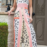 Pink Leopard Color Block Mix Print Straps Jumpsuit