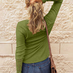 Solid Color Long Sleeve Knitted Base Top
