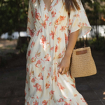 Fashion V-neck Loose Printed Long Dress