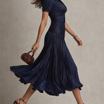 Adriana™ | Vintage Striped Satin Midi Dress