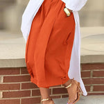 Loose Wide Leg Pleated Pockets Solid Color Pants