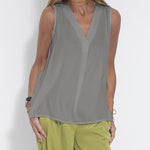 Women's Sleeveless V-Neck Chiffon Blouse Vest