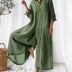 Loose Stand Collar Long Cropped Sleeve Jumpsuit