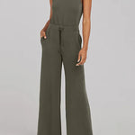 Nadorine Women's Adjustable Belt Overalls Rompers Sleeveless Wide Leg Jumpsuit