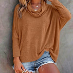 Women's Cowl Neck Batwing Sleeve Top Casual Long Sleeve Loose Pullover Comfortable Soft Drape Blouse