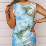 Margovil Tie Dye Twist Knot Front Sleeveless Top