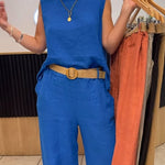 Eloise Martin | Linen Two-Piece Wide Leg Set For Women