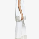 Simple But Not Simple Sequin Trim Back Elastic Waist Crop Loose Pants
