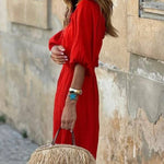 V-neck Ruffled Loose Maxi Dress