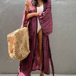 Nadorine Women's Beach Cover up Swimsuit Kimono with Bohemian Floral Print Vacation Dresses