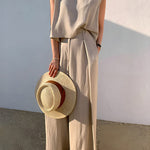 Loose Short Sleeves Hollow Solid Color Split-Joint Round-Neck Vest Top