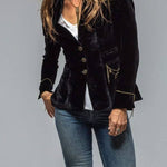 Vintage Gold Velvet Long Sleeve Pocket Blazer