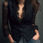 Marie-Laure – Lace Sleeve Blazer Vest