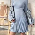 Pleated Knitted Mini Dress