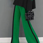 High Waisted Loose Contrast Color Pants Trousers