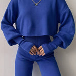 Casual Loose-fitting Long-sleeves Top and Pants Two-piece Set