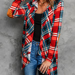Nadorine Elbow Patch Hooded Plaid Cardigan for Women Casual Work Office Loose Fit 2026 | Under $25