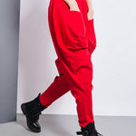 Casual Loose Split-Joint Solid Color High-Waisted Harem Pants