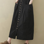 Nadorine Women's Casual High Waist Flared A-line Skirt Pleated Midi Skirt with Pocket