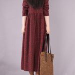 Original Lapel Frenum Floral Printed Midi Dress