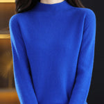 Office Long Sleeves Solid Color High-Neck Sweater Tops Pullovers