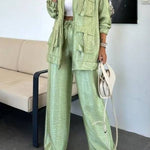 Easy on Me Metallic Fabric Elastic Waist Pocketed Wide Leg Pants