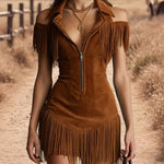 Vintage Western Cowgirl Tassel Bodycon Dress