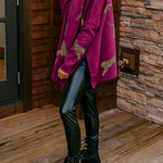 Margovil High Neck Side Slit Cheetah Pattern Sweater