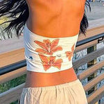 Margovil Strapless Tube Floral Print Crop Top