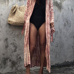 Nadorine Women's Beach Cover up Swimsuit Kimono with Bohemian Floral Print Vacation Dresses