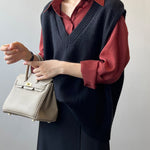 Soft Felt Loose Fit V Neck Sweater Vest