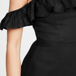 Ruffled Square Collar Long Formal Dress Sleeveless Slit Evening Dress