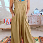 Solid Loose Casual Wide Leg Insert pocket Jumpsuit