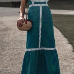 Casual Elegant Plaid Patchwork Flounce Square Collar A Line Dresses
