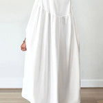 Batwing Sleeves Long Sleeves Solid Color Round-Neck Maxi Dresses