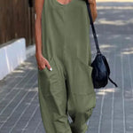 Relaxing Bay Solid Color Pocketed Casual Beach Jumpsuit