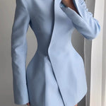 Shes Timeless V-neck Single Button Long Sleeve Waisted Blazer