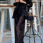 Special Treat Sequin High Rise Wide Leg Party Pants