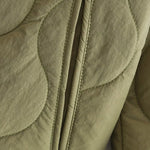 Stand-collar single-breasted mid-length loose cotton coat