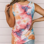 Margovil Tie Dye Twist Knot Front Sleeveless Top